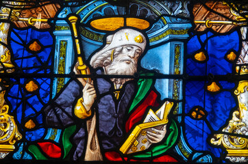 Obraz premium Stained glass (19th century) of Saint James of Compostela. Saint and apostle of the Roman Catholic Church.