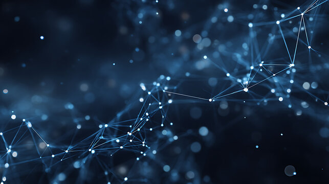 Glowing blue network connections abstract digital background bokeh