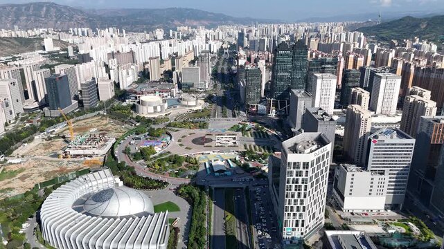 Xining CBD Aerial Photography - Modern City Skyline with Cultural Plaza