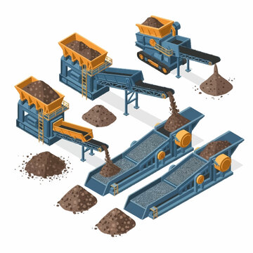Isometric View of Mining and Quarrying Equipment.