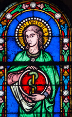 Fototapeta premium Stained glass window (19th century) depicting the prudence.