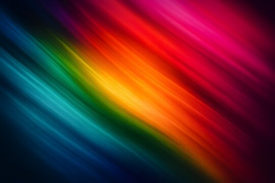 Vibrant abstract diagonal light streaks creating a colorful spectrum gradient background with dynamic motion blur effect and smooth transitions