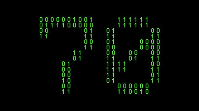 Single number 70, seventy, seventieth on animated matrix background