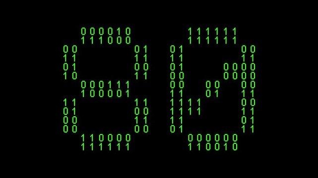 Single number 80, eighty, eightieth on animated matrix background