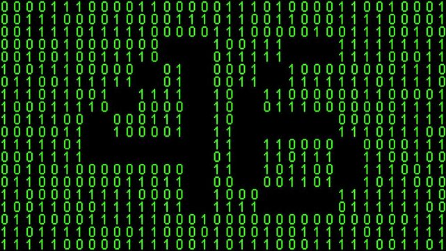 Single number 46, forty-six, forty-sixth on animated matrix background