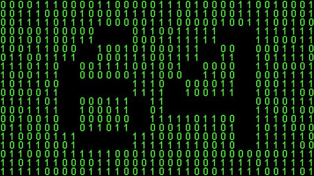 Single number 64, sixty-four, sixty-fourth on animated matrix background