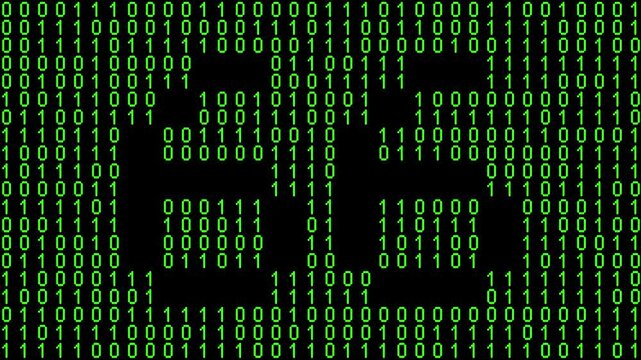 Single number 66, sixty-six, sixty-sixth on animated matrix background