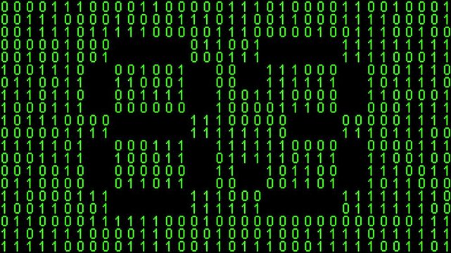 Single number 83, eighty-three, eighty-third on animated matrix background