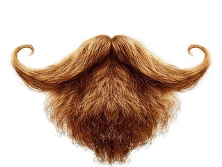 A whimsical depiction of a fluffy, whimsical mustache and beard on a white background, showcasing curly textures.