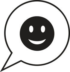 Fototapeta premium Happy smiley face icon in chat bubble communication positive feedback message