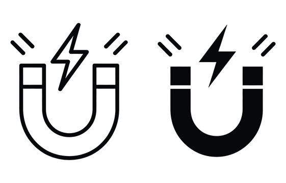 Horseshoe Magnet With Lightning Vector Illustration Symbolizes Attraction Polarity Magnetic Field Strength Electromagnetism Science Physics Energy Isolated