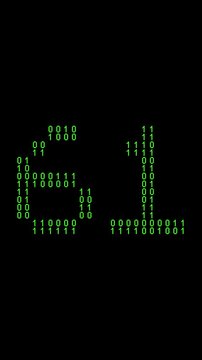 Single number 61, sixty-one, sixty-first on animated matrix background