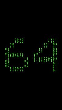 Single number 64, sixty-four, sixty-fourth on animated matrix background