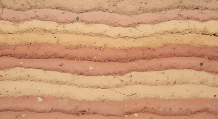 Layered earthy tones in a textured rammed earth wall background