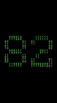 Single number 82, eighty-two, eighty-second on animated matrix background