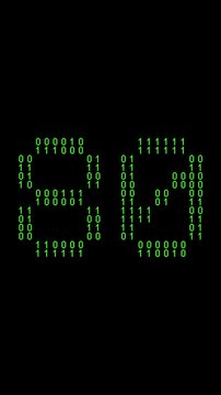 Single number 80, eighty, eightieth on animated matrix background