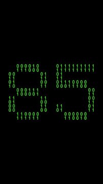 Single number 85, eighty-five, eighty-fifth on animated matrix background