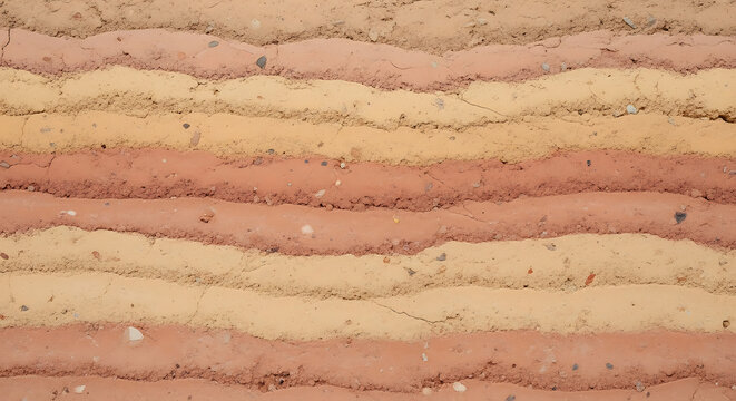 Layered earthy tones in a textured rammed earth wall background