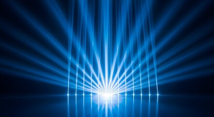 Fototapeta premium Abstract blue light rays emanating from a central point