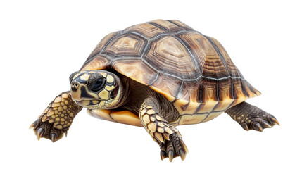 Close-up of a tortoise with textured shell and scaly legs, isolated on transparent background, reptilian life, ancient creature, slow mover Tortoise, Reptile, Ancient