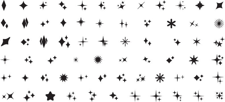 Variety of hand drawn sparkle and starburst elements