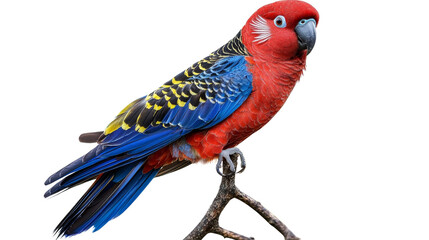 Crimson Rosella Parrot, Vibrant Colors, Perched, Isolated on Transparent Background, Avian, Tropical Bird, Wildlife