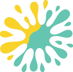 Vibrant paint splatter explosion teal yellow abstract