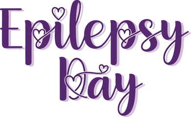 Epilepsy day awareness purple heart typography