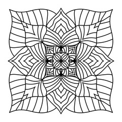 Floral geometric mandala coloring page square pattern