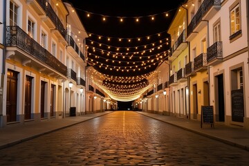 Night view of the central square and streets during the Christmas New Year period