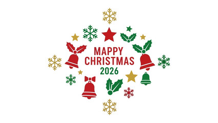 Christmas Festive Elements: A joyful Christmas illustration with festive elements arranged to add a touch of cheer in the coming year.