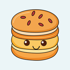 Cute cartoon cookie sandwich with smiling face
