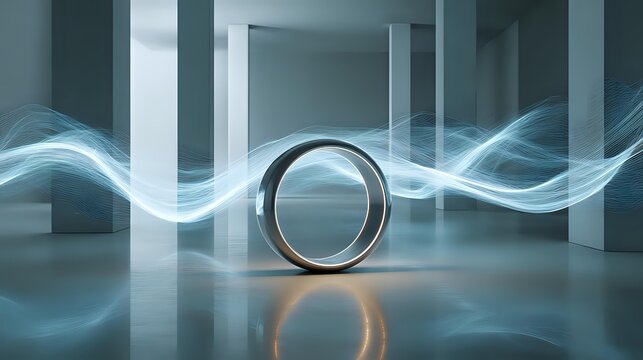 Smart ring with abstract light trails modern wearable technology for health tracking futuristic design concept