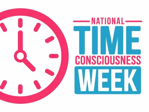 Celebrate national time consciousness week with this striking clock and bold typography graphic