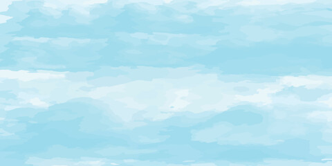 Obraz premium Abstract blue sky watercolor background with texture paint brush, beautiful blue sky with cloud.