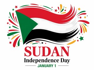 Vibrant sudan independence day celebration with national flag and festive fireworks display