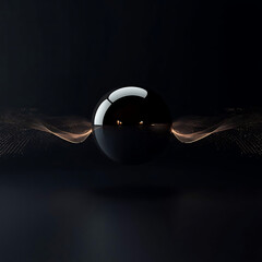 Glossy Black Sphere with Golden Flowing Particle Trails