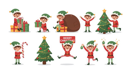 Festive Elves Merrymaking: Charming Christmas elves in vibrant attire bring holiday cheer through gift-giving, decorating, and festive celebrations.