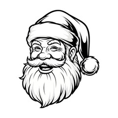 Jolly Santa Claus face illustration for holiday promotions and Christmas designs, bringing festive cheer and nostalgic charm with a classic holiday character