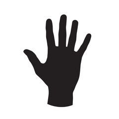 Obraz premium Silhouette of a raised black hand with open palm and fingers.