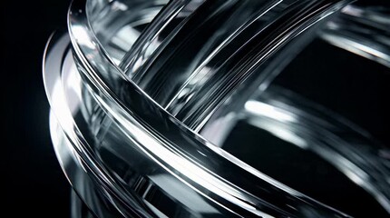 Dynamic swirling chrome ribbons abstract background for tech and innovation branding projects - Powered by Adobe
