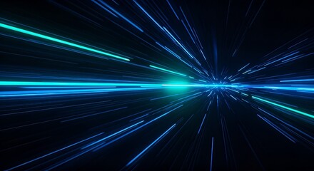 Fototapeta premium Stunning futuristic blue light streaks speeding through space, perfect for a dynamic tech background or modern digital design project, evoking speed and innovation