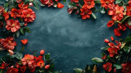 Elegant floral arrangement with vibrant red blooms on a textured backdrop