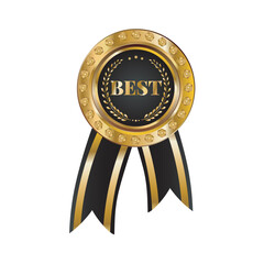 Elegant gold and black best award ribbon illustration