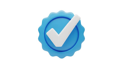 Blue checkmark badge isolated on transparent background
