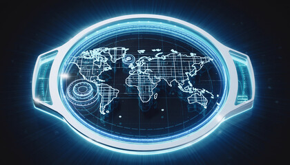 Digital World Map: A cutting-edge digital representation of the world map, pulsating with futuristic technology and glowing with neon accents.