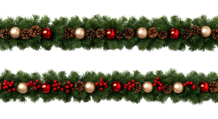  Christmas background with fir branches and balls isolated on transparent background 