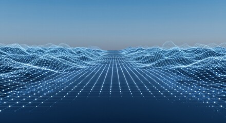 Explore the future with this vibrant grid network landscape, perfect for modern tech presentations or innovative digital projects, offering a unique, dynamic perspective