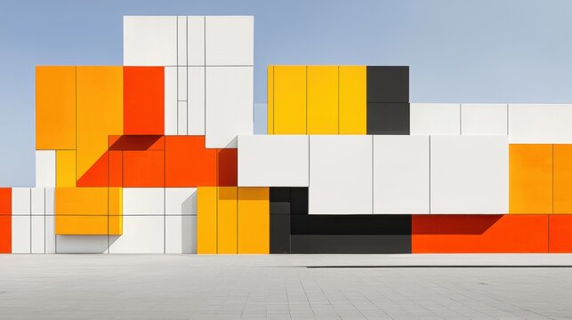 A modern building with a geometric design.