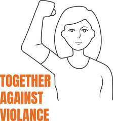 Together Against Violence: line art illustration for women’s rights awareness